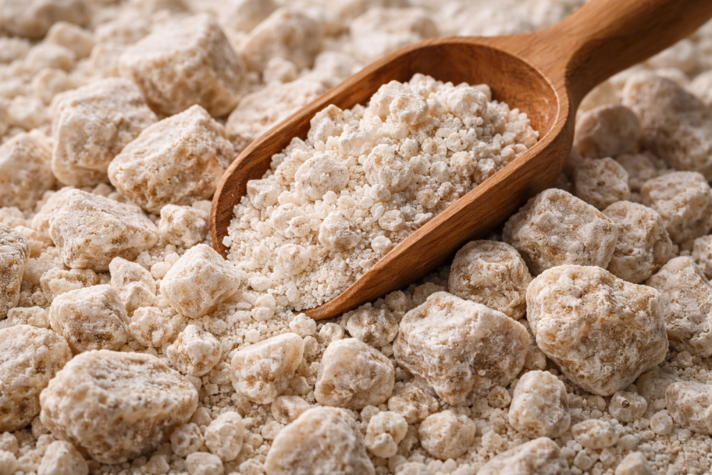 trona mineral and wooden scoop close up (1)